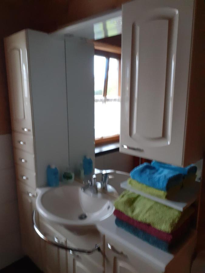 Barrierefreies Zimmer im Blockhaus mit Sauna am See Soyen Exterior foto
